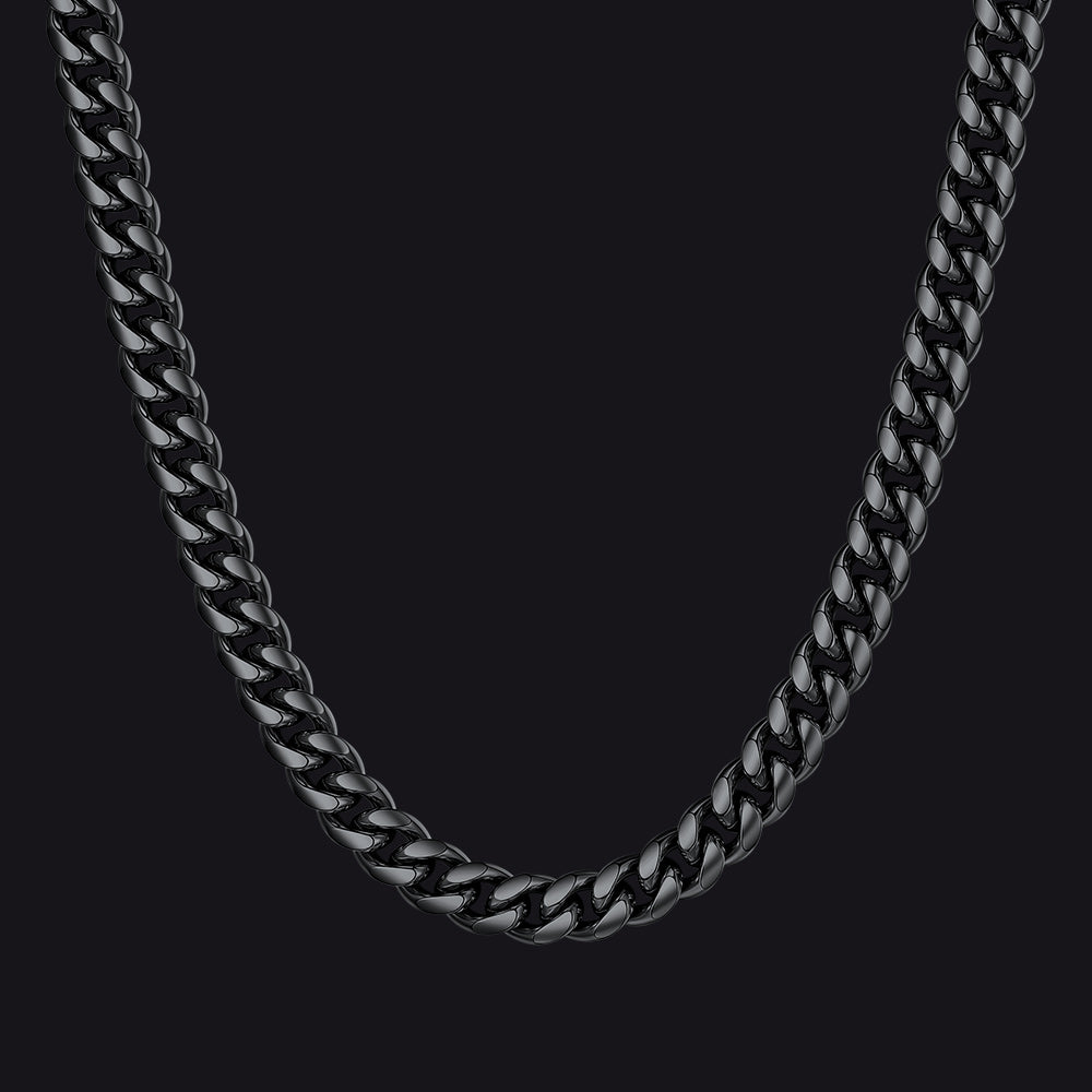 8mm Black Chunky Heavy Miami Cuban Link Chain Necklace for Men