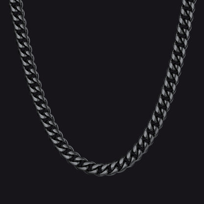 8mm Black Chunky Heavy Miami Cuban Link Chain Necklace for Men