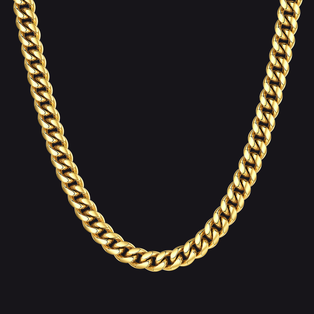 8mm Gold Chunky Heavy Miami Cuban Link Chain Necklace for Men