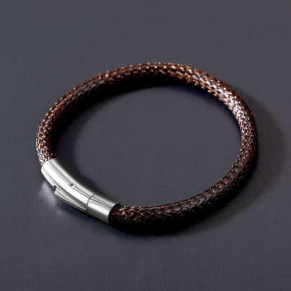 Clasp Braided Genuine Leather Bracelet for Men Women