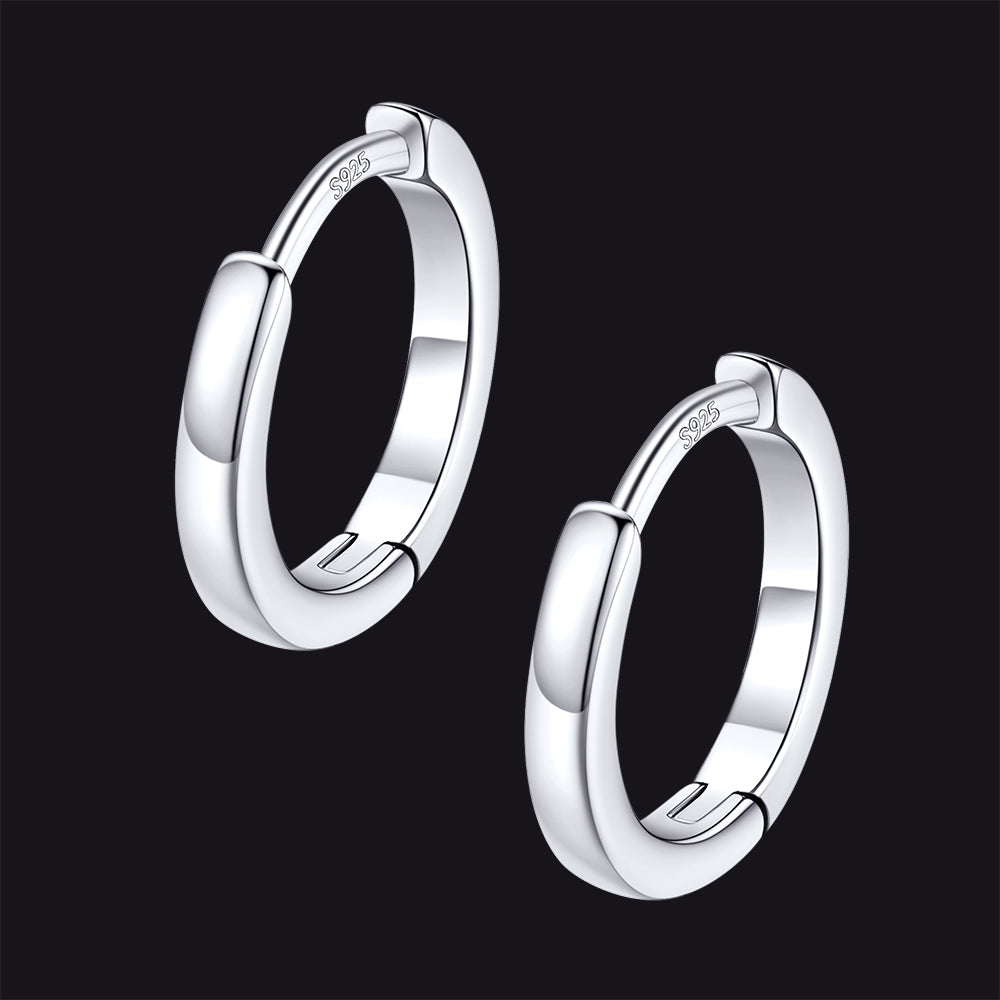 Silver / 10mm / Copper Classic Sterling Silver Huggie Hoop Earrings for Men Women