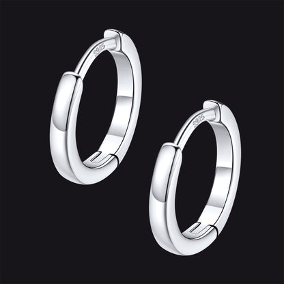 Silver / 10mm / Copper Classic Sterling Silver Huggie Hoop Earrings for Men Women