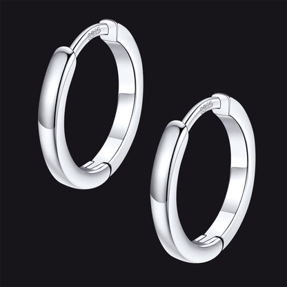 Silver / 12mm / Copper Classic Sterling Silver Huggie Hoop Earrings for Men Women