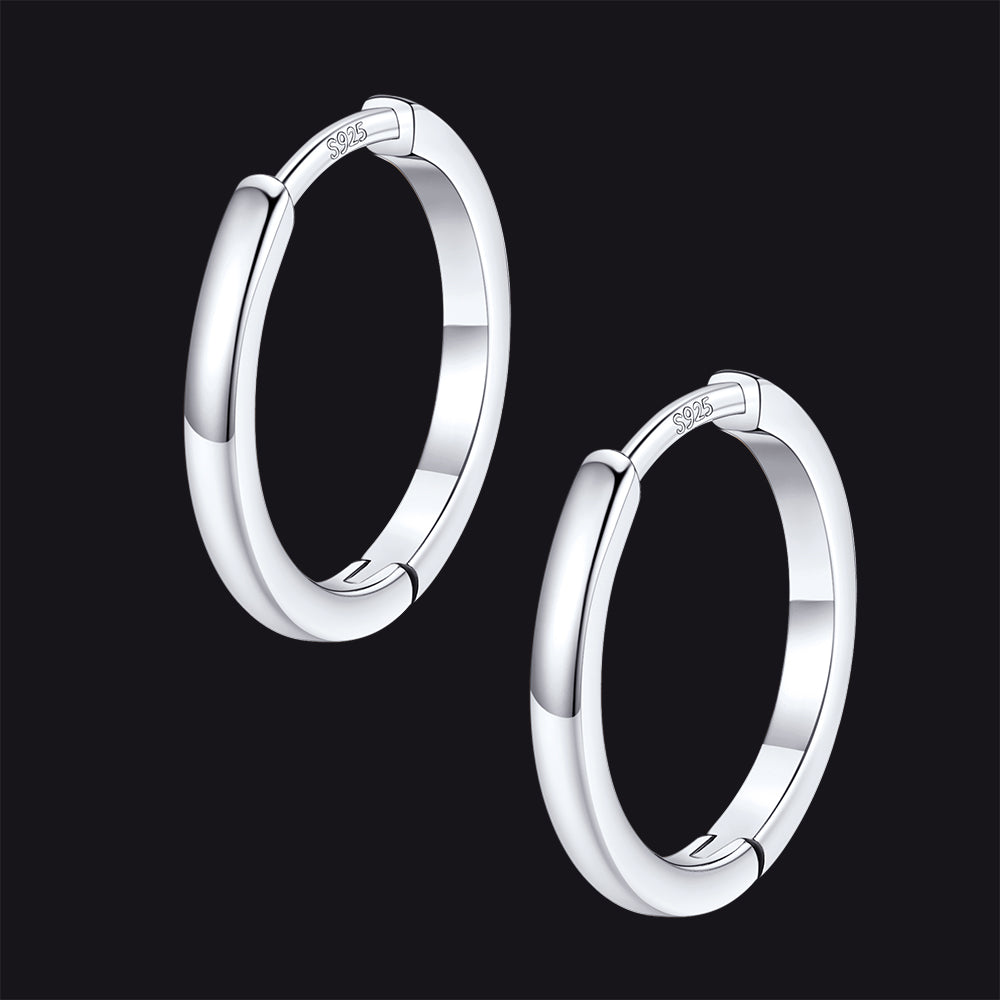 Silver / 14mm / Copper Classic Sterling Silver Huggie Hoop Earrings for Men Women
