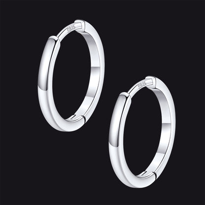 Silver / 14mm / Copper Classic Sterling Silver Huggie Hoop Earrings for Men Women