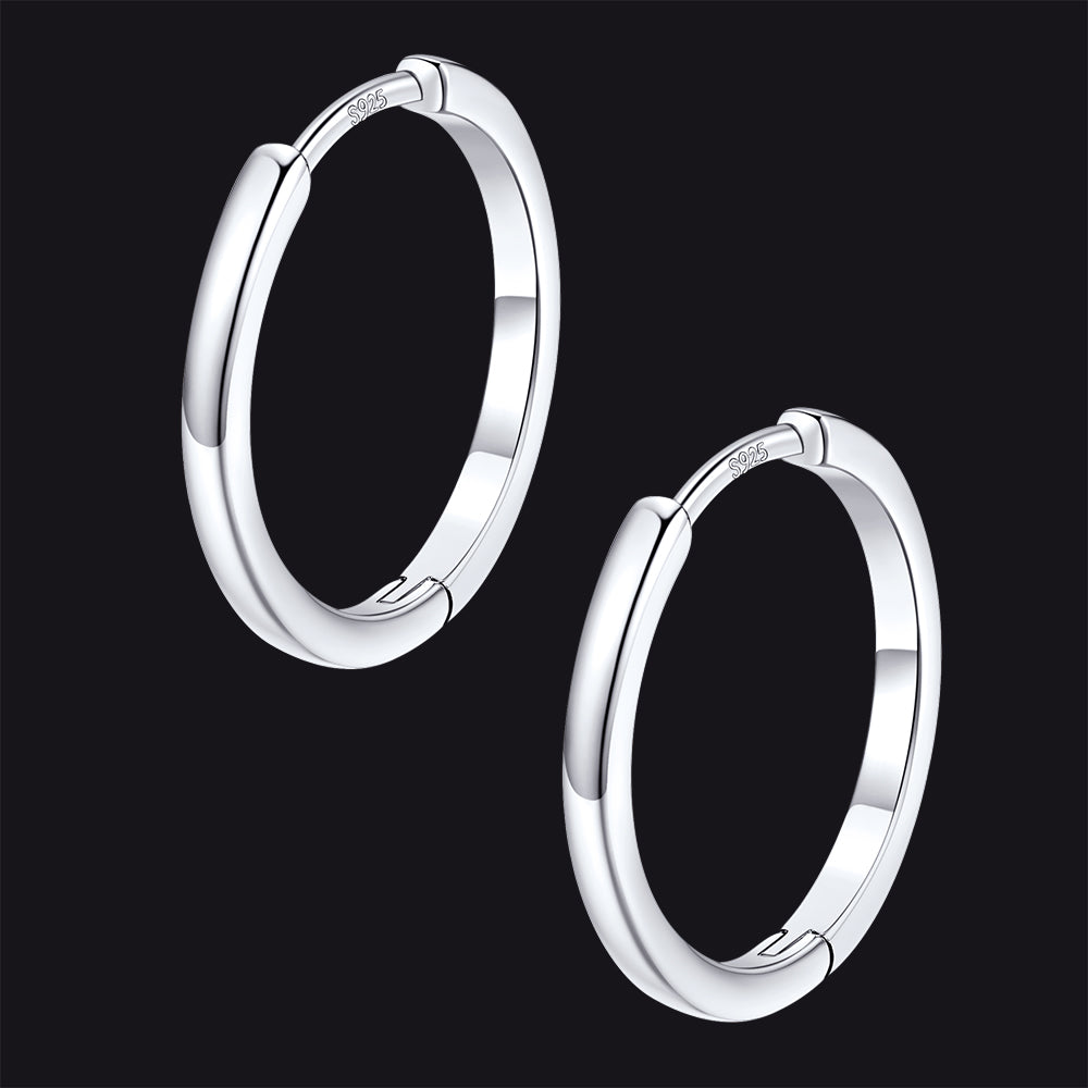 Silver / 16mm / Copper Classic Sterling Silver Huggie Hoop Earrings for Men Women
