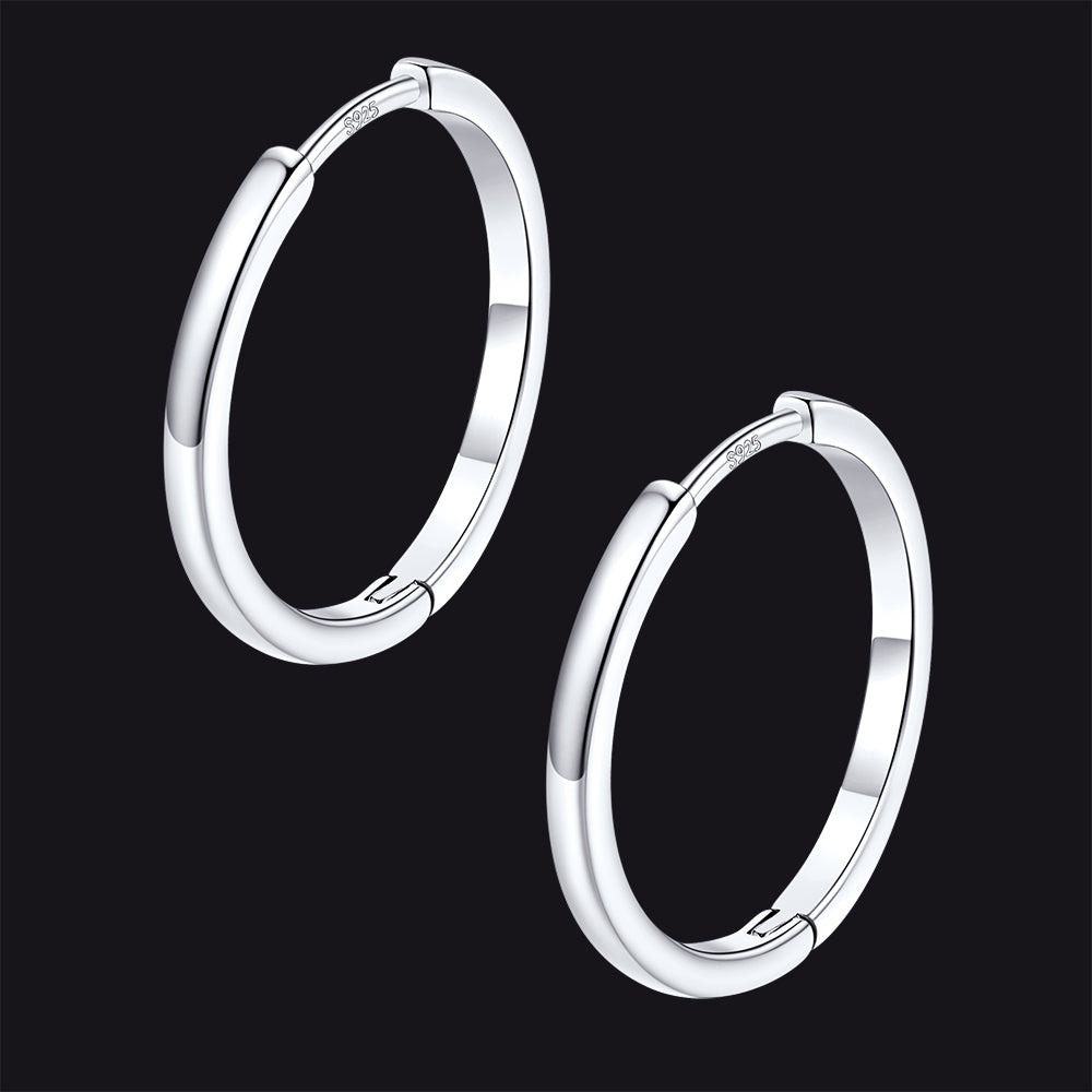 Silver / 18mm / Copper Classic Sterling Silver Huggie Hoop Earrings for Men Women