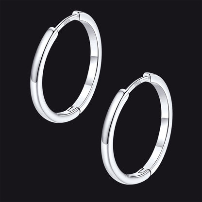 Silver / 18mm / Copper Classic Sterling Silver Huggie Hoop Earrings for Men Women