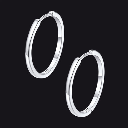 Silver / 20mm / Copper Classic Sterling Silver Huggie Hoop Earrings for Men Women