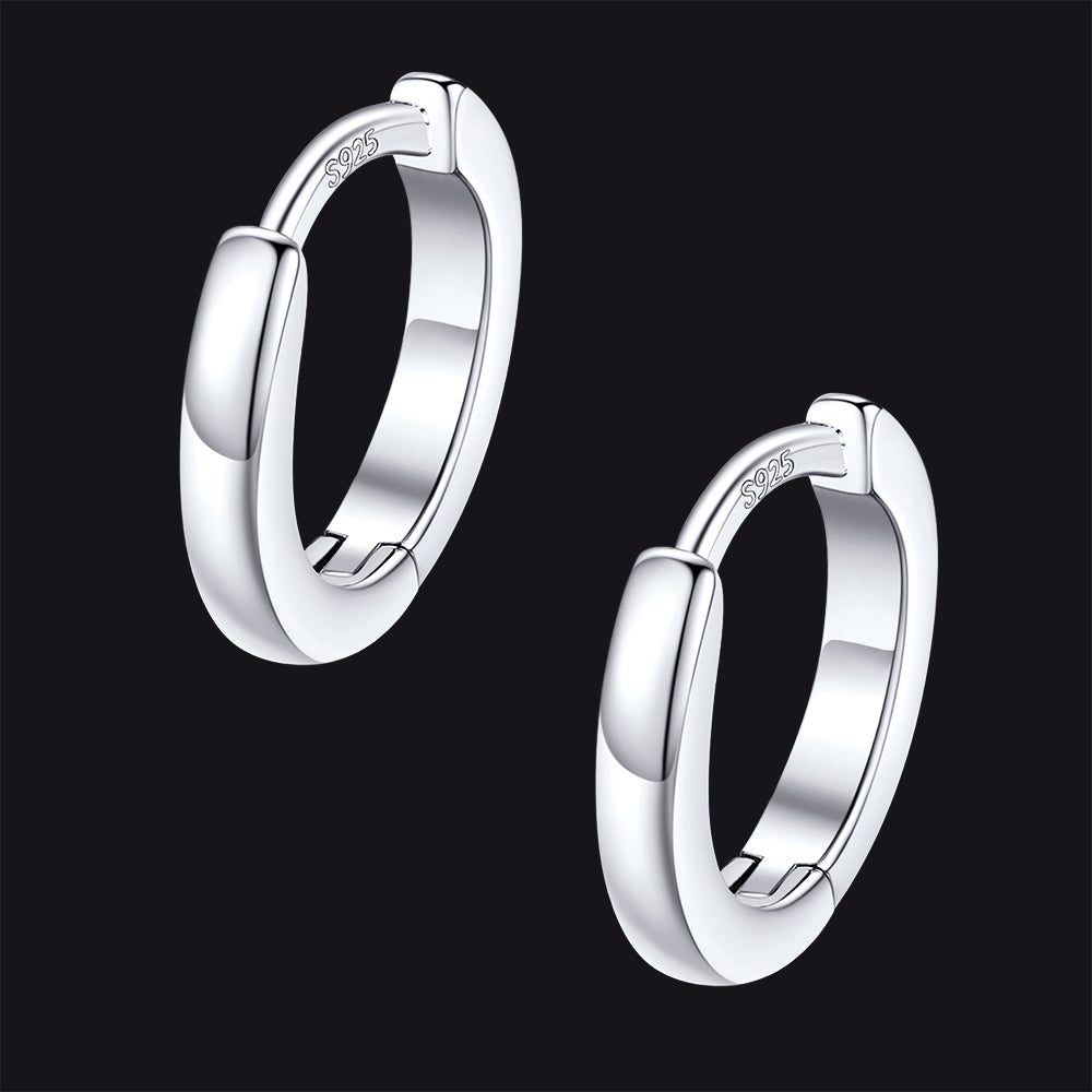 Silver / 8mm / Copper Classic Sterling Silver Huggie Hoop Earrings for Men Women