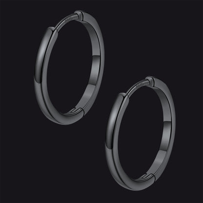 Black / 16mm / Copper Classic Sterling Silver Huggie Hoop Earrings for Men Women