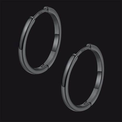 Black / 18mm / Copper Classic Sterling Silver Huggie Hoop Earrings for Men Women
