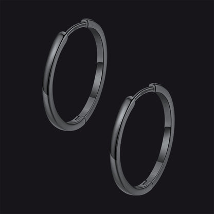 Black / 20mm / Copper Classic Sterling Silver Huggie Hoop Earrings for Men Women