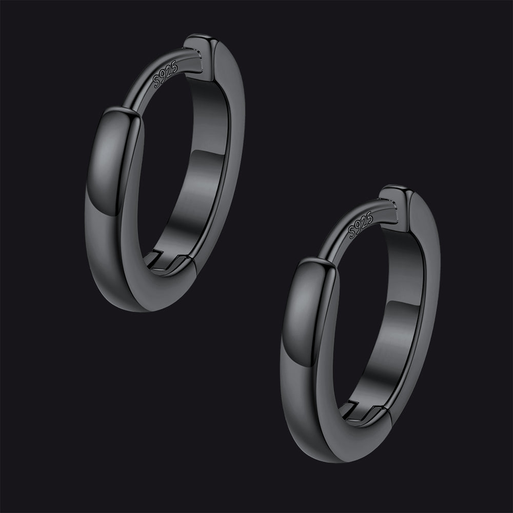 Black / 8mm / Copper Classic Sterling Silver Huggie Hoop Earrings for Men Women