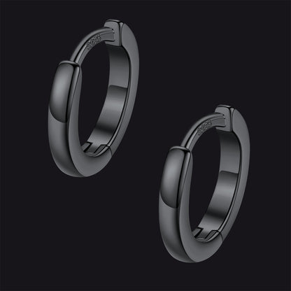 Black / 8mm / Copper Classic Sterling Silver Huggie Hoop Earrings for Men Women