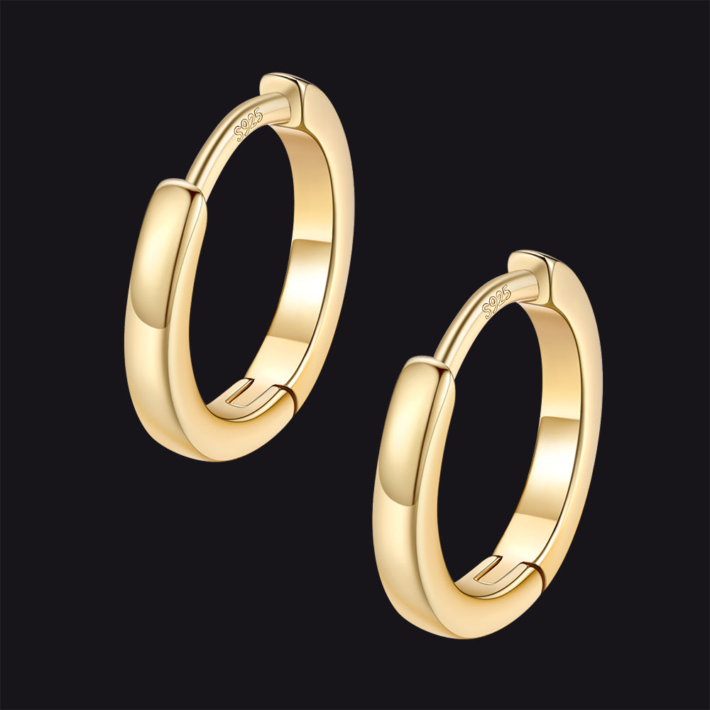 Gold / 10mm / Copper Classic Sterling Silver Huggie Hoop Earrings for Men Women