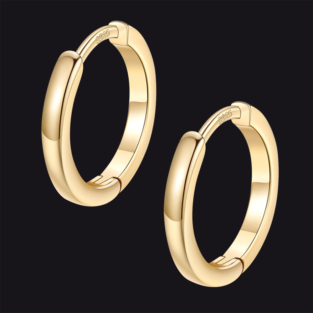 Gold / 12mm / Copper Classic Sterling Silver Huggie Hoop Earrings for Men Women