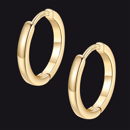 Gold / 12mm / Copper Classic Sterling Silver Huggie Hoop Earrings for Men Women
