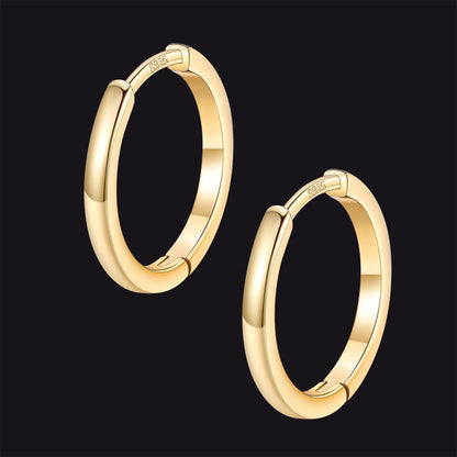 Gold / 14mm / Copper Classic Sterling Silver Huggie Hoop Earrings for Men Women
