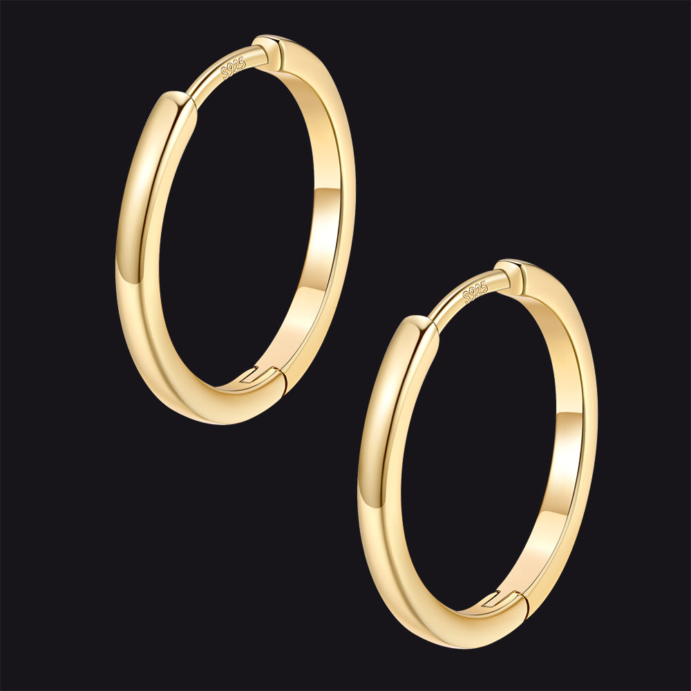 Gold / 16mm / Copper Classic Sterling Silver Huggie Hoop Earrings for Men Women