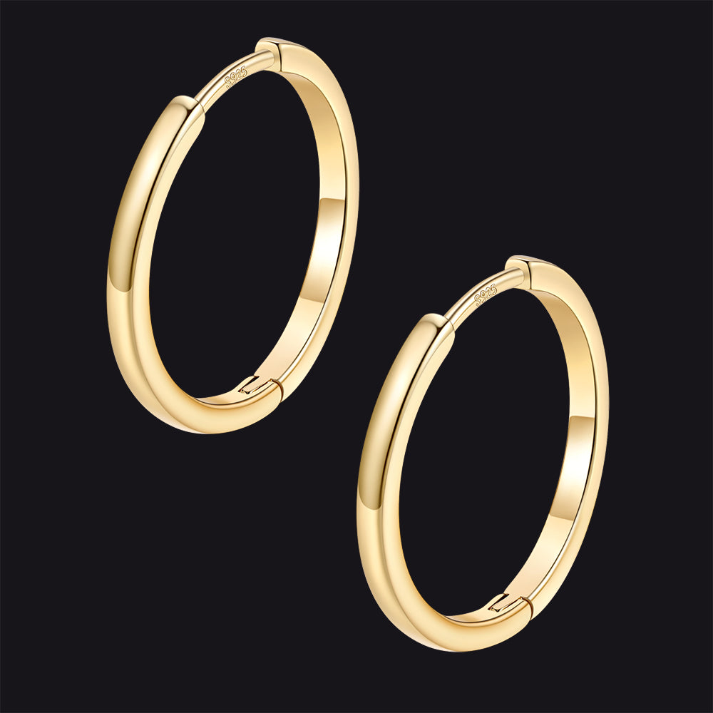 Gold / 18mm / Copper Classic Sterling Silver Huggie Hoop Earrings for Men Women