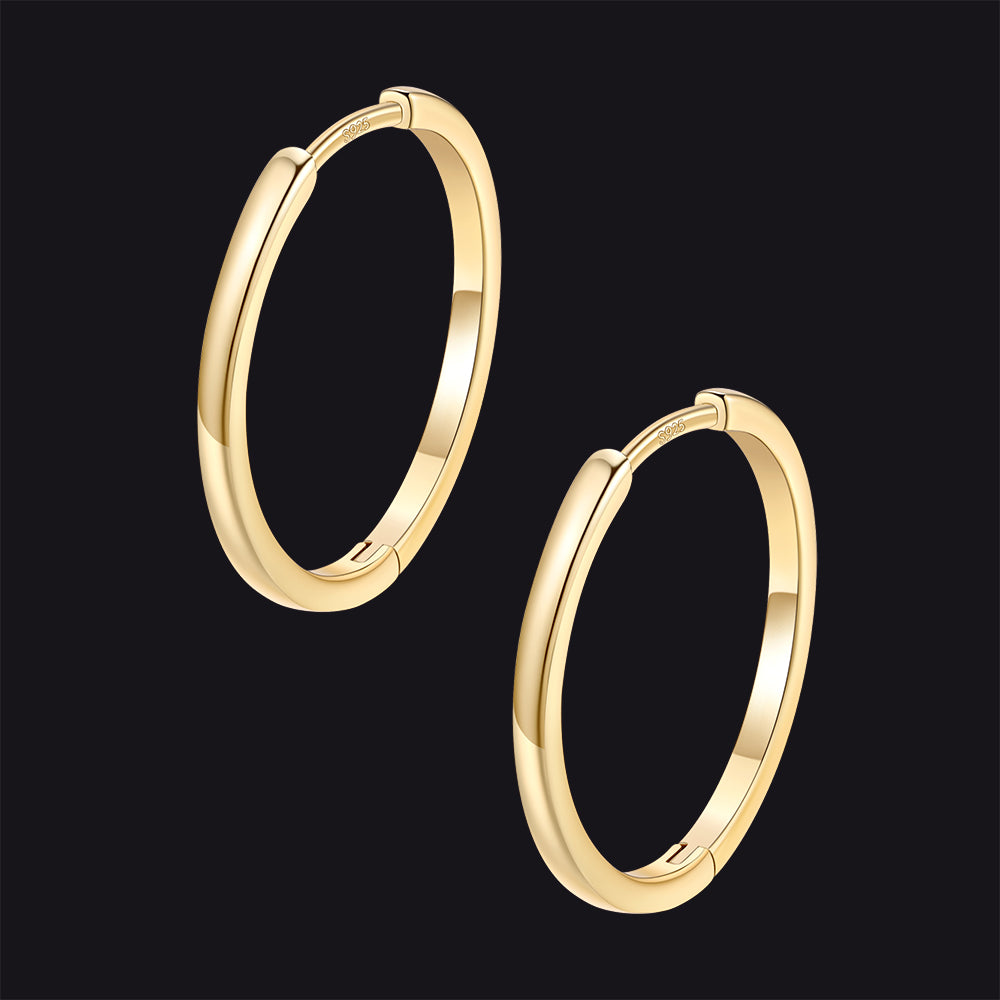 Gold / 20mm / Copper Classic Sterling Silver Huggie Hoop Earrings for Men Women