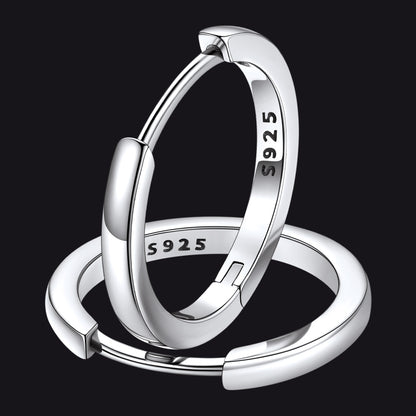 14mm Silver Sterling Silver Hoop Earrings For Men Women
