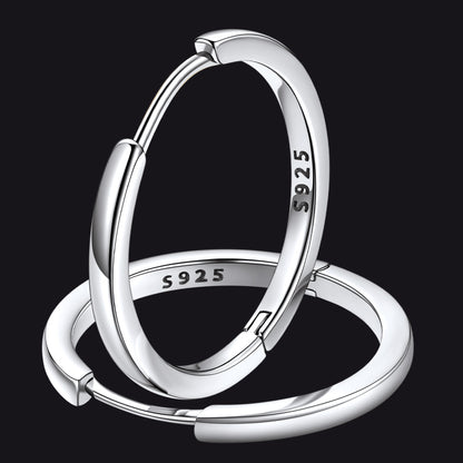 18mm Silver Sterling Silver Hoop Earrings For Men Women