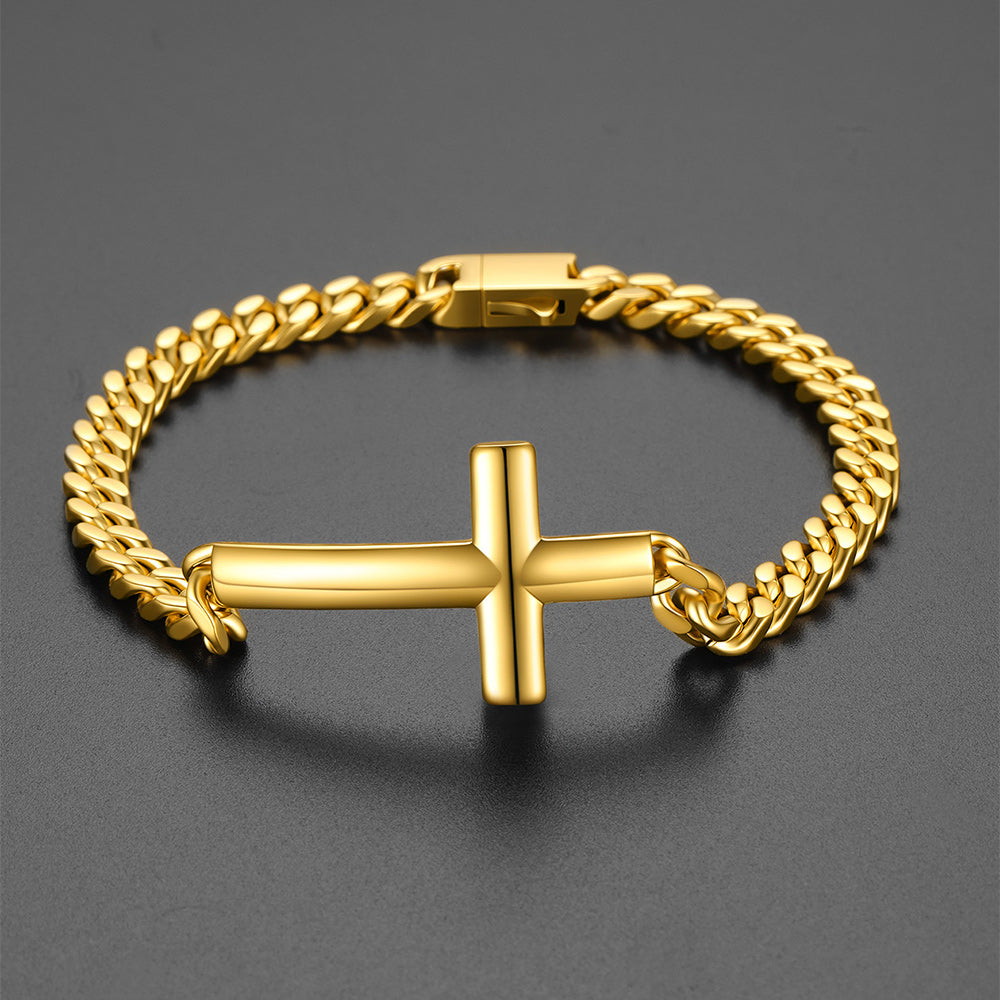 Cross Cuban Link Bracelet for Men & Women | Stainless Steel - FaithHeart Jewelry