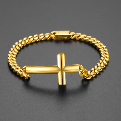 Cross Cuban Link Bracelet for Men & Women | Stainless Steel - FaithHeart Jewelry