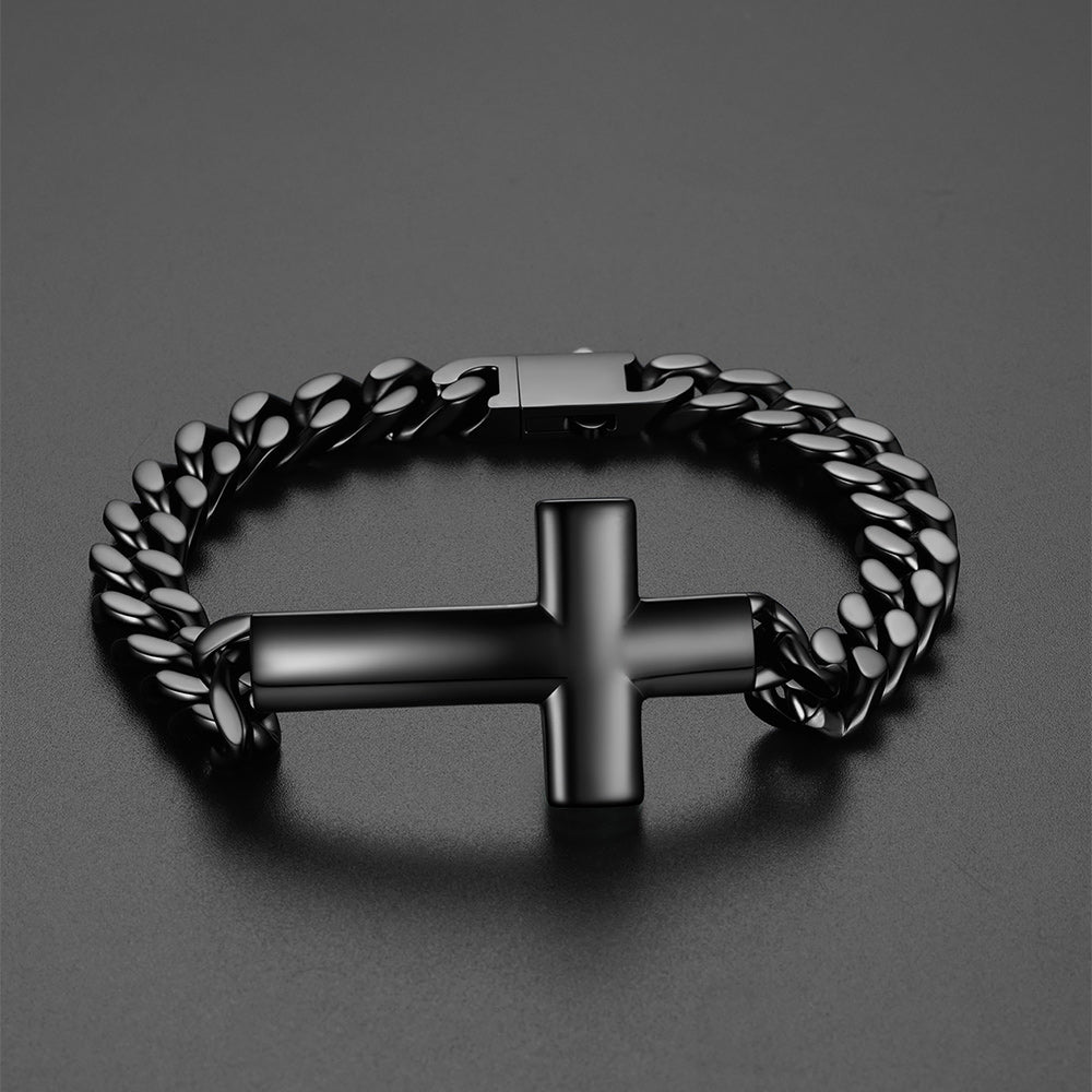 Cross Cuban Link Bracelet for Men & Women | Stainless Steel - FaithHeart Jewelry