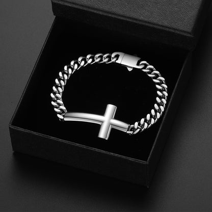 Cross Cuban Link Bracelet for Men & Women | Stainless Steel - FaithHeart Jewelry