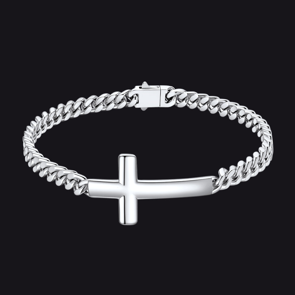 Cross Cuban Link Bracelet for Men & Women | Stainless Steel - FaithHeart Jewelry