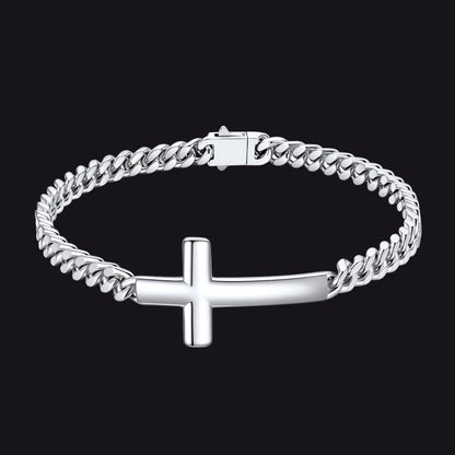 Cross Cuban Link Bracelet for Men & Women | Stainless Steel - FaithHeart Jewelry