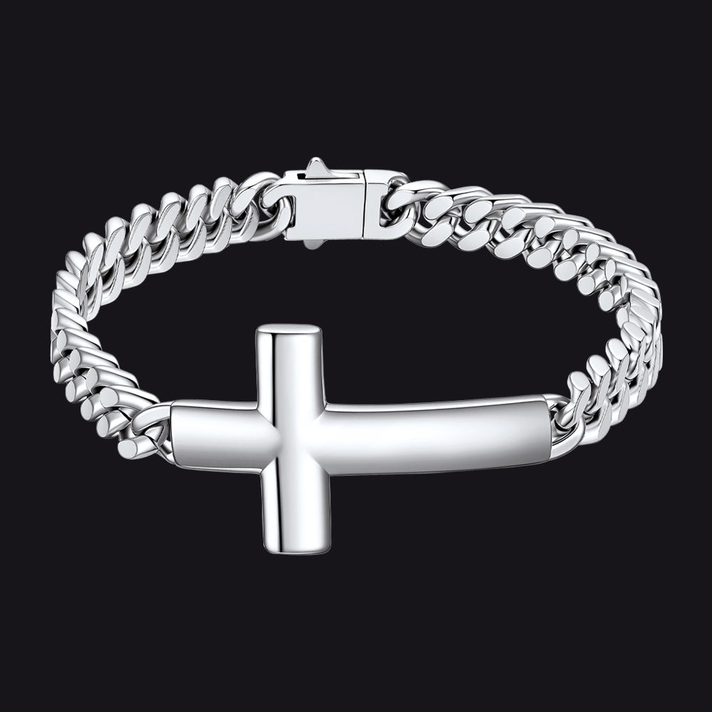 Cross Cuban Link Bracelet for Men & Women | Stainless Steel - FaithHeart Jewelry