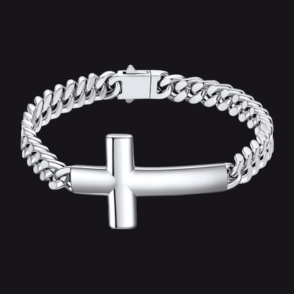 Cross Cuban Link Bracelet for Men & Women | Stainless Steel - FaithHeart Jewelry