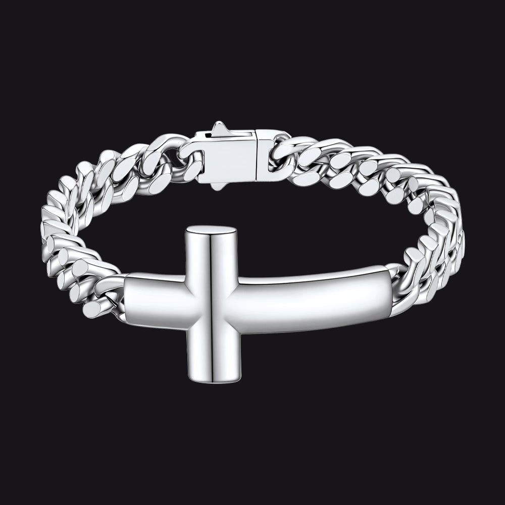 Cross Cuban Link Bracelet for Men & Women | Stainless Steel - FaithHeart Jewelry