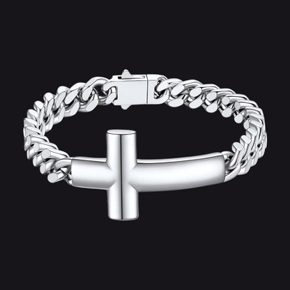 Cross Cuban Link Bracelet for Men & Women | Stainless Steel - FaithHeart Jewelry