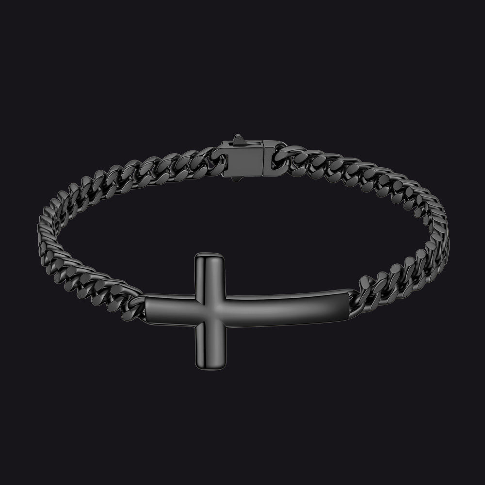 Cross Cuban Link Bracelet for Men & Women | Stainless Steel - FaithHeart Jewelry