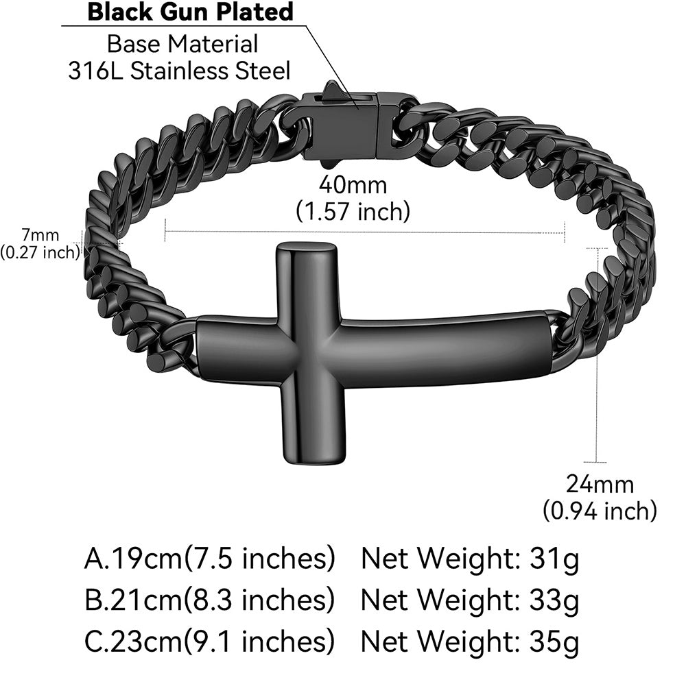 Cross Cuban Link Bracelet Size Chart