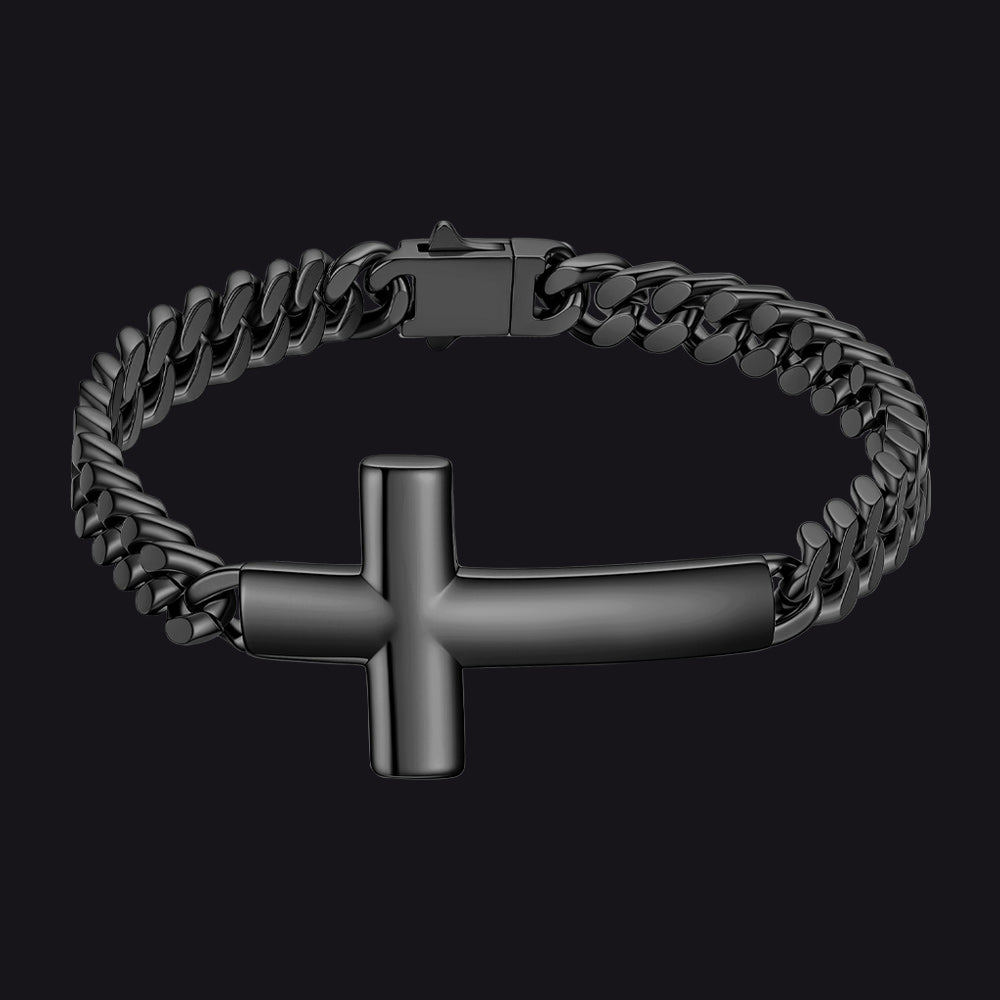 Cross Cuban Link Bracelet for Men & Women | Stainless Steel - FaithHeart Jewelry