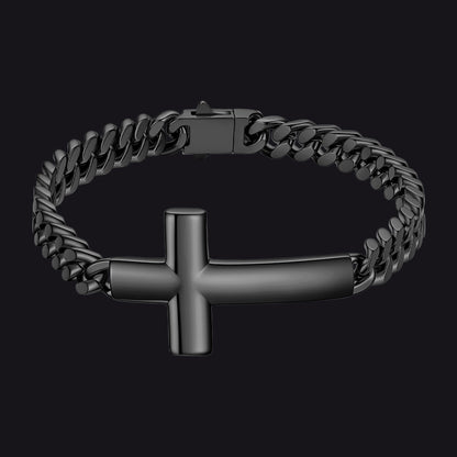 Cross Cuban Link Bracelet for Men & Women | Stainless Steel - FaithHeart Jewelry