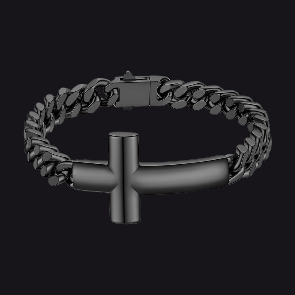 Cross Cuban Link Bracelet for Men & Women | Stainless Steel - FaithHeart Jewelry