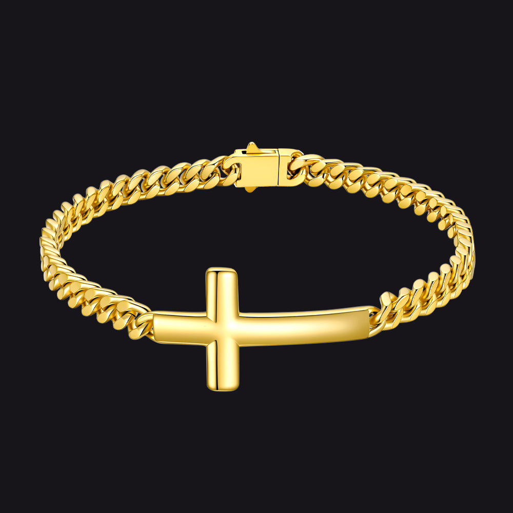 Cross Cuban Link Bracelet for Men & Women | Stainless Steel - FaithHeart Jewelry