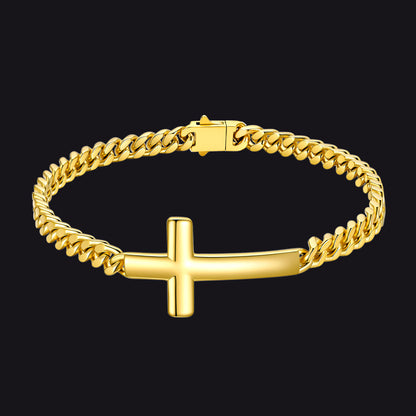 Cross Cuban Link Bracelet for Men & Women | Stainless Steel - FaithHeart Jewelry