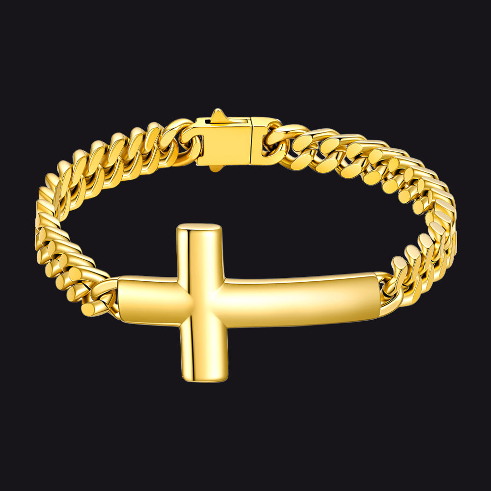 Cross Cuban Link Bracelet for Men & Women | Stainless Steel - FaithHeart Jewelry