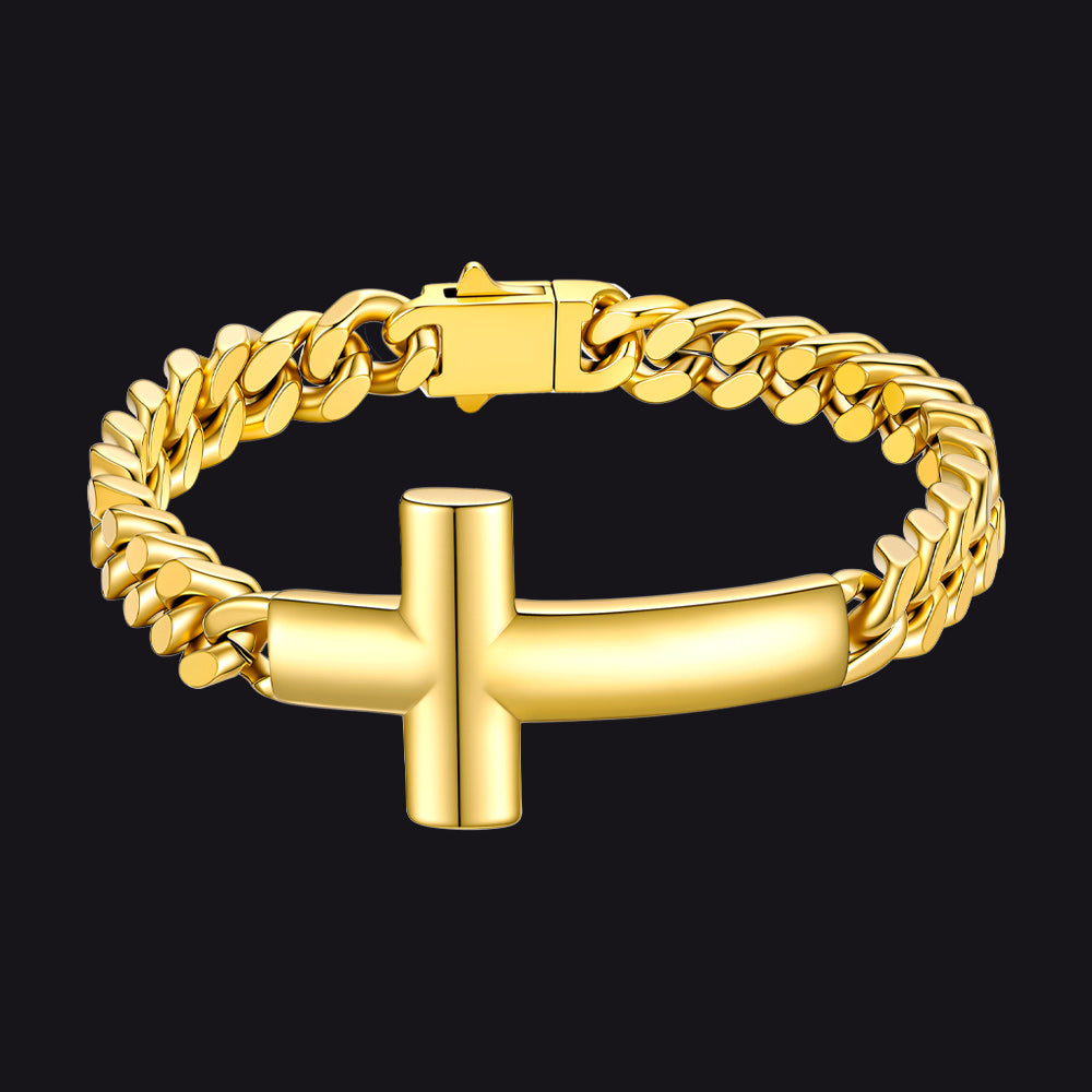 Cross Cuban Link Bracelet for Men & Women | Stainless Steel - FaithHeart Jewelry