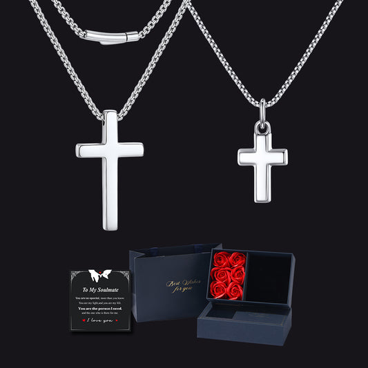 Couples Cross Necklace Set with Gift Box & Soulmate Cardimg