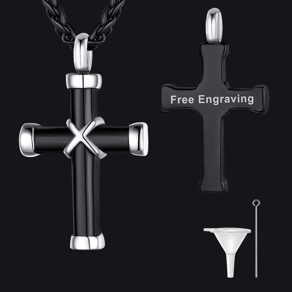 Customized Cross Cremation Urn Necklace Memorial