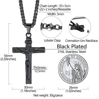 Jesus Cross Urn Cremation Pendant Necklace Memorial Gifts